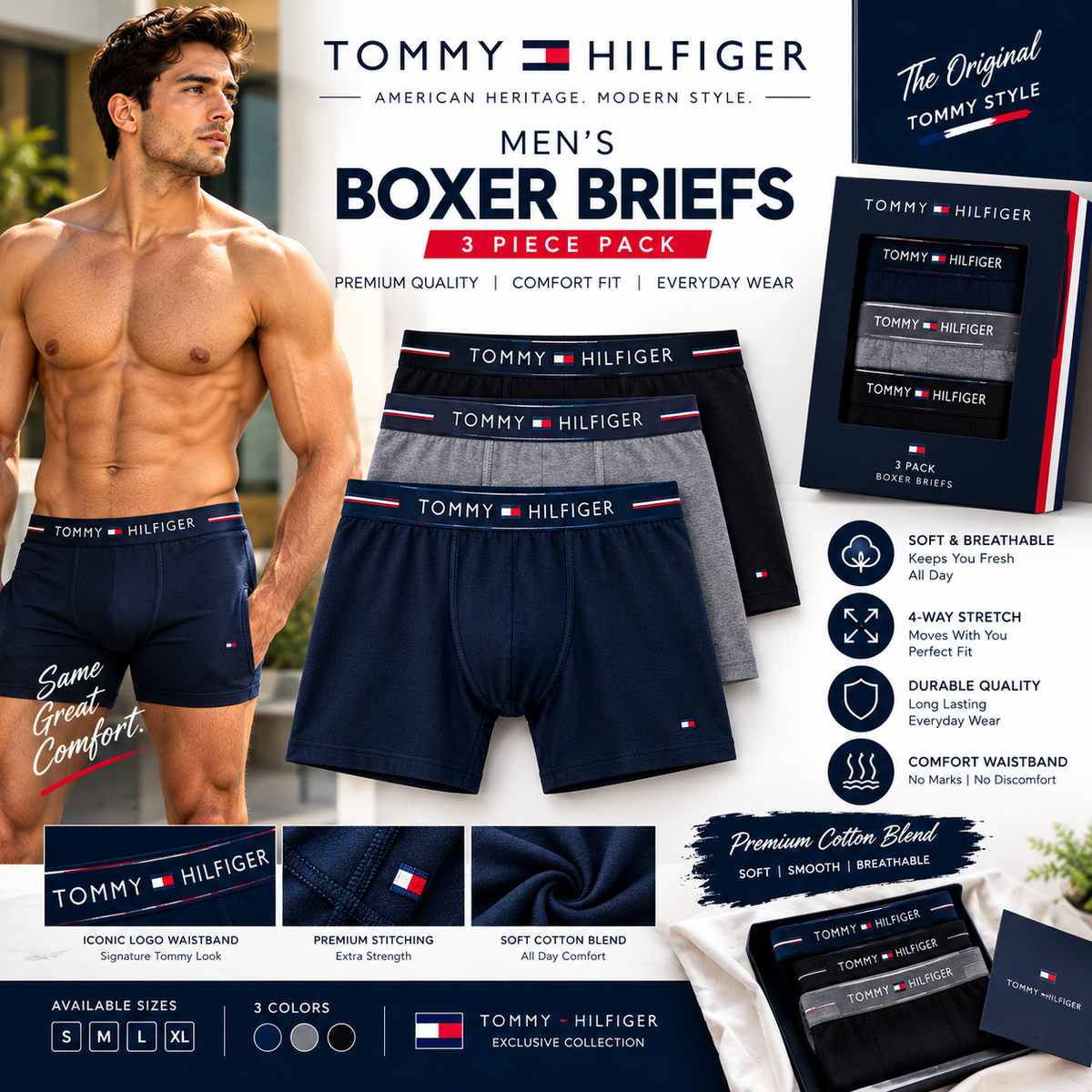 Men's Boxers, Pack of 3 DEAL FOR DAILY WEAR, SLEEPWEAR, AND LOUNGEWEAR