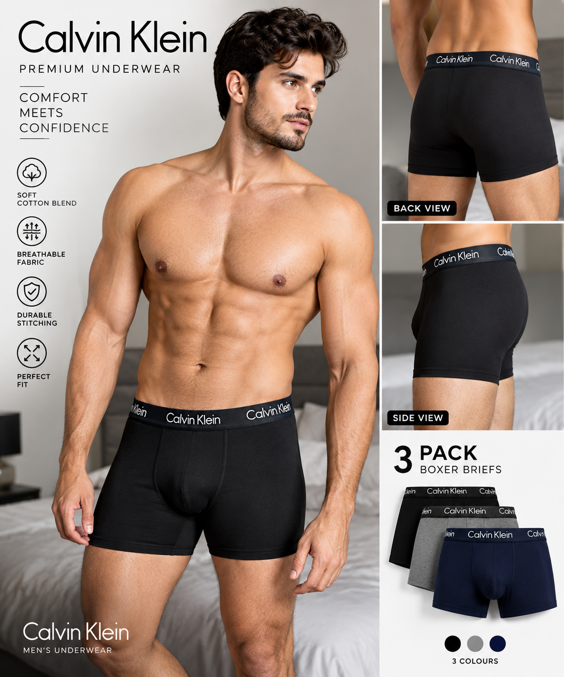Pack of 3 boxers – great value for money